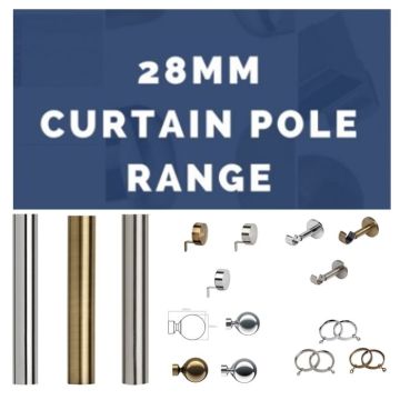 28mm Curtain Pole Range - 3 Colours - 2 Finial Options Heavy Duty