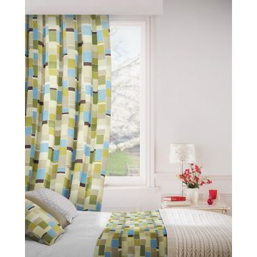 Jitterbug 237 Lime Flax Curtains Room Shot Mock up