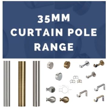 35mm Curtain Pole Range 3 Colours 2 Finial Options