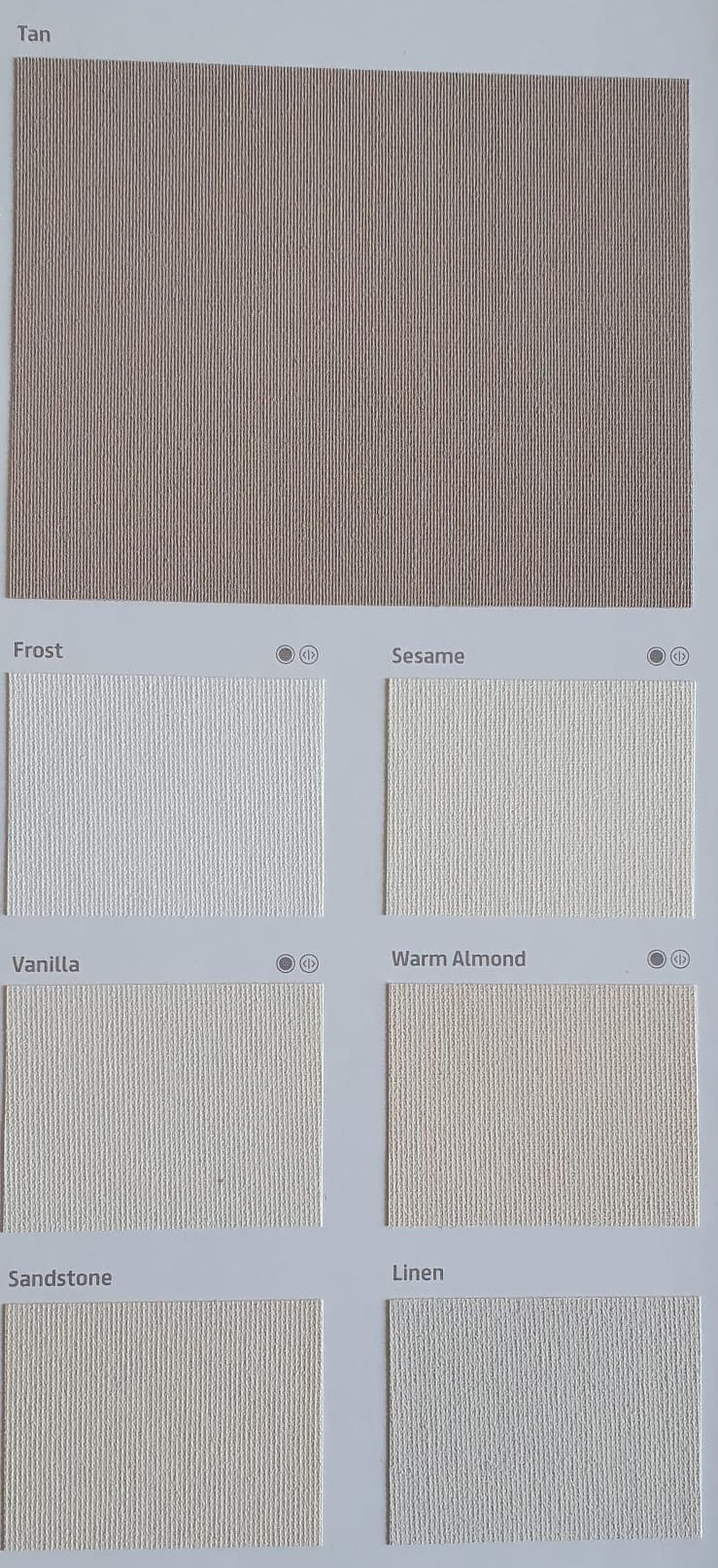 Avon Blinds Colour Card 1